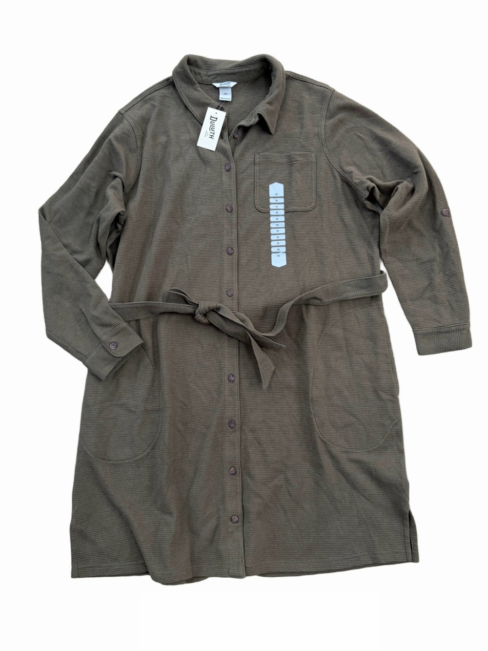 Duluth Trading Co. NWT Women’s Size XXL Burly Thermal Shirt Dress in Olive Green